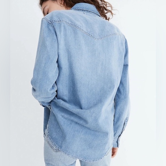 Madewell Denim Snap-Button Western Shirt in Percy Wash size XXS - Picture 2 of 12